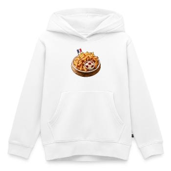 Frites foot et soirée de match - Sweat Premium à capuche enfant bio - blanc - Devant - AI Model Kid Female (0cm)