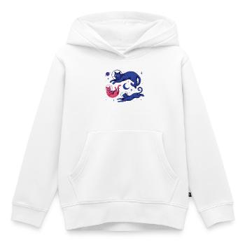 Astronautes Chaton Étoiles Planètes - Sweat Premium à capuche enfant bio - blanc - Devant - AI Model Kid Female (0cm)