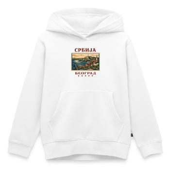Serbien Belgrad Vintage Reisemarke - Kinder Premium Organic Hoodie - Weiß - Vorne - AI Model Kid Female (0cm)
