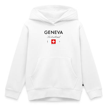 Genf Schweiz Koordinaten Reise Souvenir - Kinder Premium Organic Hoodie - Weiß - Vorne - AI Model Kid Female (0cm)