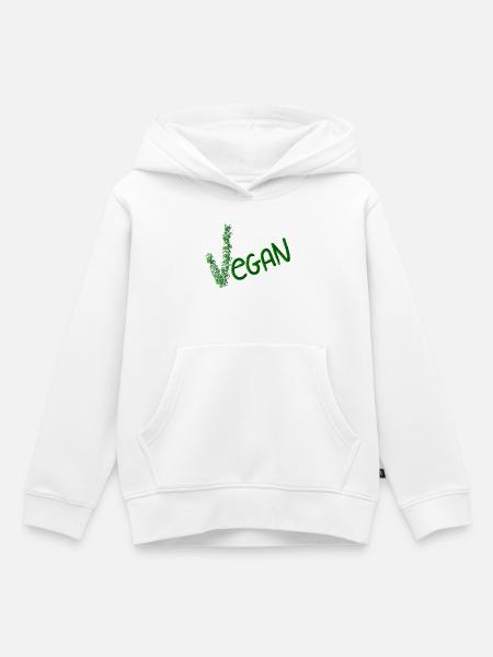 Vegan Statement in Green Brush - Kinder Premium Organic Hoodie - Weiß