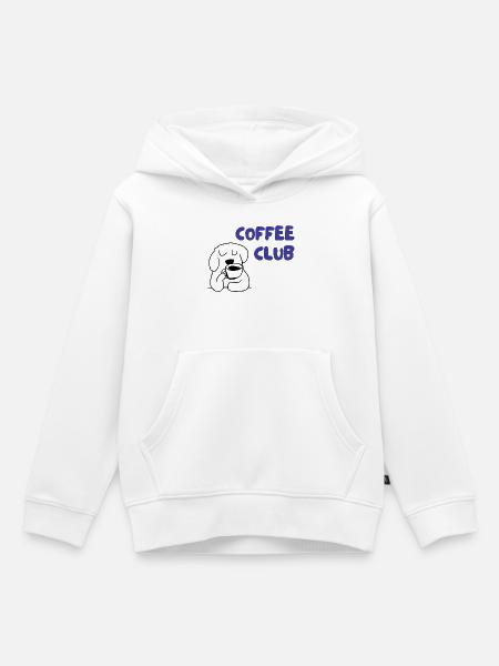Kaffee Club Hund Illustration - Kinder Premium Organic Hoodie - Weiß