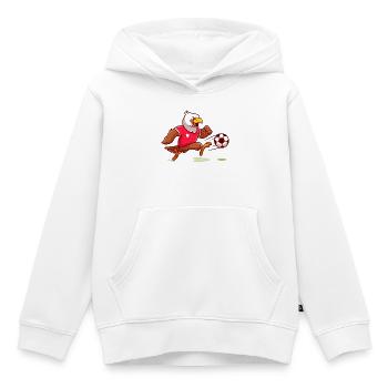 Eagle Maskottchen Striker Kick - Kinder Premium Organic Hoodie - Weiß - Vorne - AI Model Kid Female (0cm)