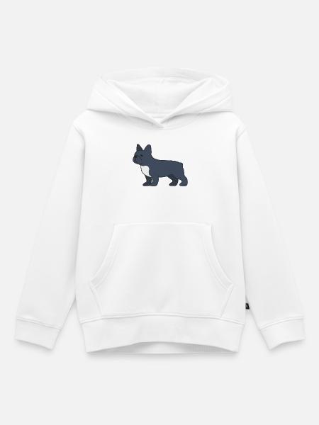 Blauer Französischer Bulldog Silhouette - Kinder Premium Organic Hoodie - Weiß