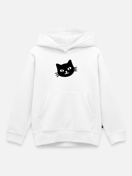 Katzenkopf Silhouette - Kinder Premium Organic Hoodie - Weiß