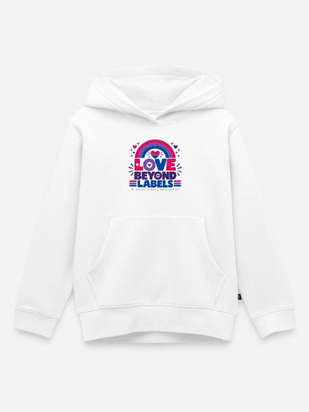 Love Beyond Labels | Bi Visibility Day - Kinder Premium Organic Hoodie - Weiß