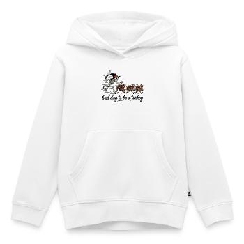 Schlechter Tag, um ein Truthahn zu sein Lustiges Thanksgiving-Hallowee - Kinder Premium Organic Hoodie - Weiß - Vorne - AI Model Kid Female (0cm)