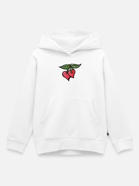 Cherries Aquarell Duo - Kinder Premium Organic Hoodie - Weiß