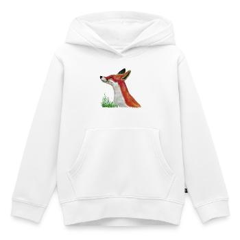 Fuchs schnuppert im Gras - Kinder Premium Organic Hoodie - Weiß - Vorne - AI Model Kid Female (0cm)