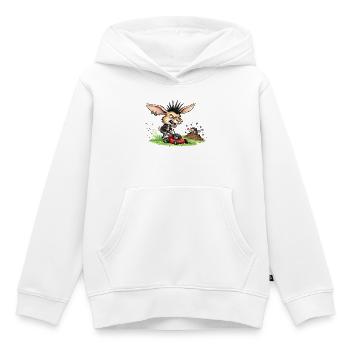Punk Hase mit Rasenmäher gegen Maulwurf - Kinder Premium Organic Hoodie - Weiß - Vorne - AI Model Kid Female (0cm)