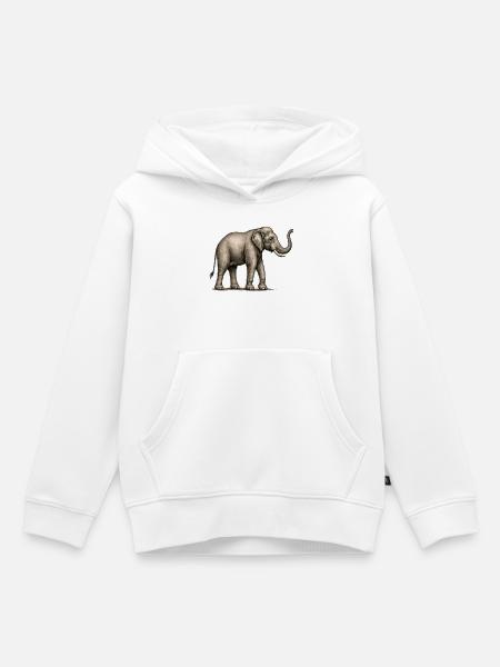 GEEKLEY – Bestiarium – Elefant - Kinder Premium Organic Hoodie - Weiß