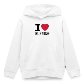 j'aime la course en cours d'exécution / J'aime - Sweat Premium à capuche enfant bio - blanc - Devant - AI Model Kid Female (0cm)