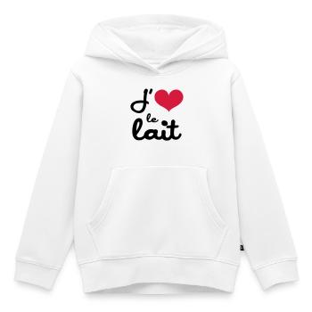 J'aime le lait - Bébé - Sweat Premium à capuche enfant bio - blanc - Devant - AI Model Kid Female (0cm)