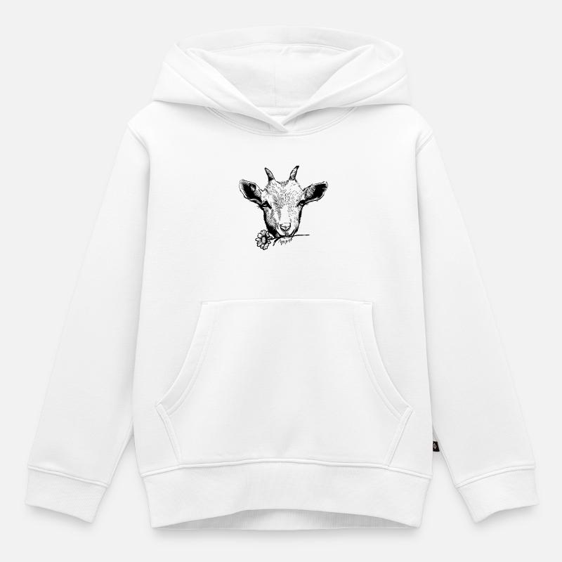 Chèvre - Sweat Premium à capuche enfant bio - blanc