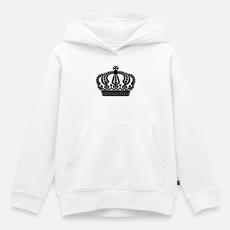 Couronne noire - Sweat Premium à capuche enfant bio - blanc