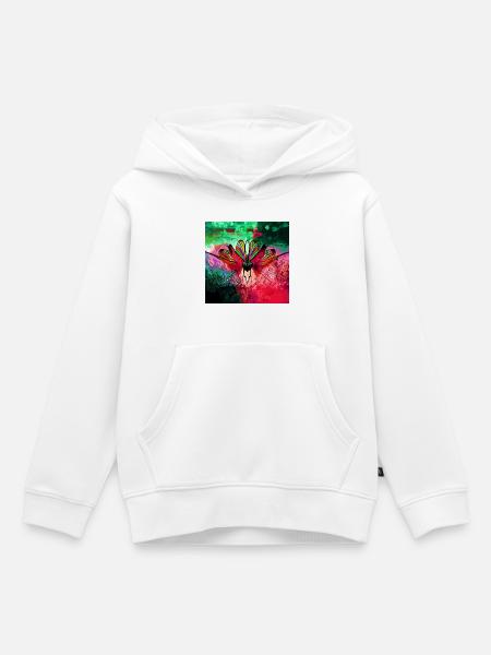 Farbexplosiver Schmetterling Naturkunst - Kinder Premium Organic Hoodie - Weiß