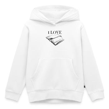 J’aime les livres livres livres livres amour symbole lecture - Sweat Premium à capuche enfant bio - blanc - Devant - AI Model Kid Female (0cm)