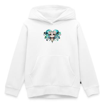 Mignon petit chat moelleux - Sweat Premium à capuche enfant bio - blanc - Devant - AI Model Kid Female (0cm)