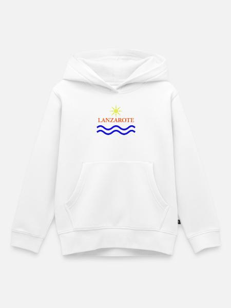 Lanzarote Sun and Waves Design - Kids Premium Organic Hoodie - white