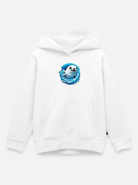 Robbe Robben Meer - Kinder Premium Organic Hoodie - Weiß