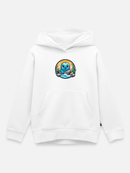 Kleine Robbe an Felsen - Kinder Premium Organic Hoodie - Weiß