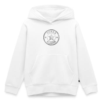 Hurrah 1ère Classe - Emblème avec étoile - Argent - Sweat Premium à capuche enfant bio - blanc - Devant - AI Model Kid Female (0cm)