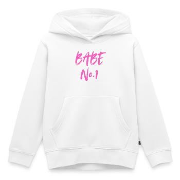 BABE n° 1 - Sweat Premium à capuche enfant bio - blanc - Devant - AI Model Kid Female (0cm)