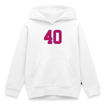 40. 40 ANS. 40e ANNIVERSAIRE. ANNIVERSAIRE 40 ANS. - Sweat Premium à capuche enfant bio - blanc - Devant - AI Model Kid Female (0cm)