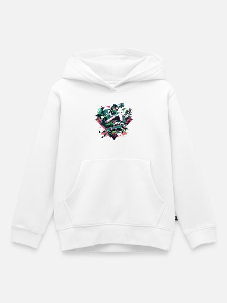 Skateboarder Grafik - Kinder Premium Organic Hoodie - Weiß