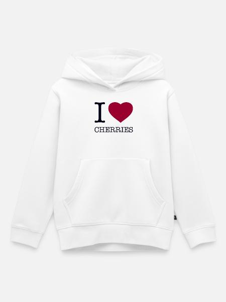 I LOVE CHERRIES - Kinder Premium Organic Hoodie - Weiß