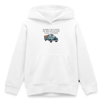 Nostalgie des camions de ferme vintage - Sweat Premium à capuche enfant bio - blanc - Devant - AI Model Kid Female (0cm)