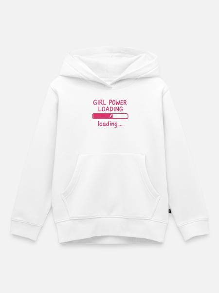 Girl Power Loading Bar - Kinder Premium Organic Hoodie - Weiß