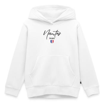 Design élégant de Nantes, Nantes France - Sweat Premium à capuche enfant bio - blanc - Devant - AI Model Kid Female (0cm)