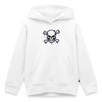 Dark skull with bone - Kids Premium Organic Hoodie - white - Front - AI Model Kid Female (0cm)