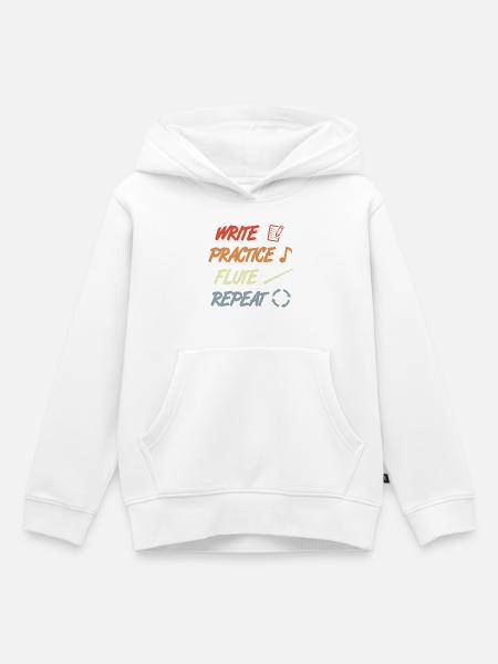 Write Practice Flute Repeat - Kinder Premium Organic Hoodie - Weiß
