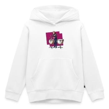 DRUMMER #2 - sound & vision - Sweat Premium à capuche enfant bio - blanc - Devant - AI Model Kid Female (0cm)