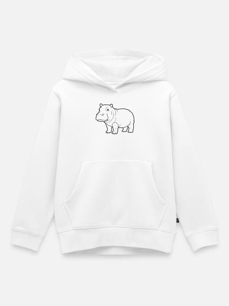 Realistisches Nilpferd Zeichnung Outline - Kinder Premium Organic Hoodie - Weiß