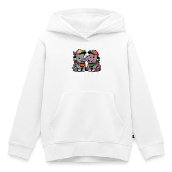 Baby Rhino & Hippo – Cute animal duo with cap - Kids Premium Organic Hoodie - white - Front - AI Model Kid Female (0cm)