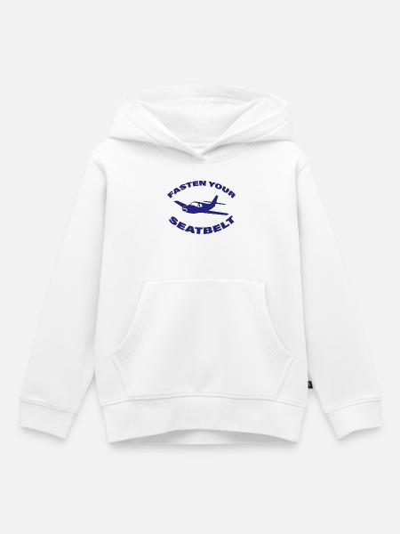 FASTEN YOUR SEATBELT - Kinder Premium Organic Hoodie - Weiß