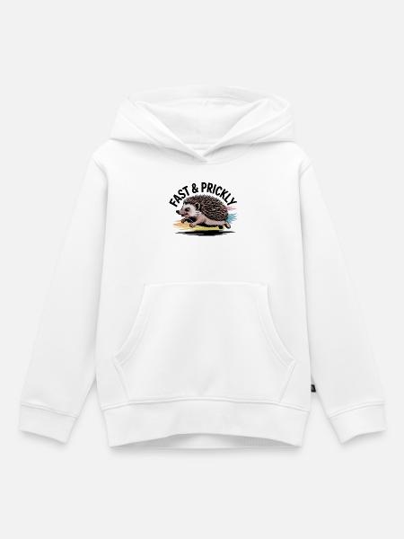 Bunter Sprint-Igel - Kinder Premium Organic Hoodie - Weiß