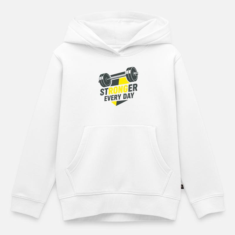 design_001 - Sweat Premium à capuche enfant bio - blanc