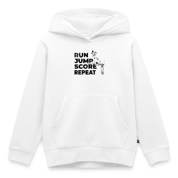 Répétition du score de saut à la course - Sweat Premium à capuche enfant bio - blanc - Devant - AI Model Kid Female (0cm)