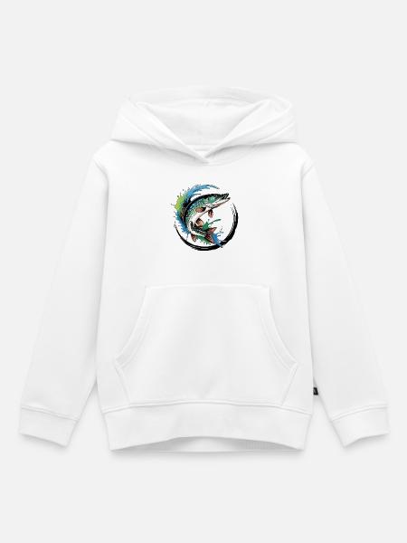 Hecht Angeln - Kinder Premium Organic Hoodie - Weiß