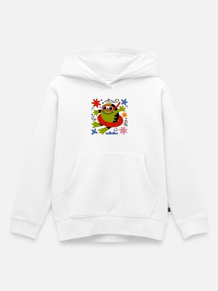 Cartoon Frosch Taucher - Kinder Premium Organic Hoodie - Weiß