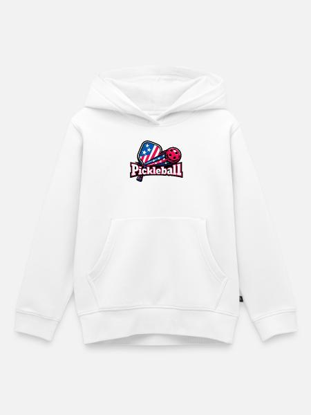 Patriotic Pickleball Flag Burst - Kinder Premium Organic Hoodie - Weiß
