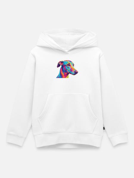 Aquarell Windhund Bunte Windhund-Kunst - Kinder Premium Organic Hoodie - Weiß