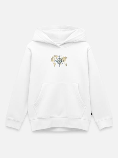 Weltkarte Kompass Camping - Kinder Premium Organic Hoodie - Weiß