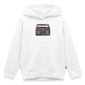Farbenfrohe Retro Boombox Muster - Kinder Premium Organic Hoodie - Weiß - Vorne - AI Model Kid Female (0cm)