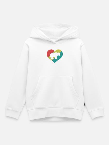 Bär Herz Retro-Style - Kinder Premium Organic Hoodie - Weiß