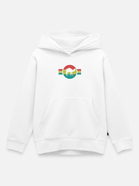 Kamel Silhouette Retro-Look - Kinder Premium Organic Hoodie - Weiß